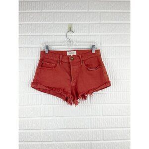 The Great Shorts Size 25 Revolve The Cut Off Denim Red Button Fly Bootie Short
